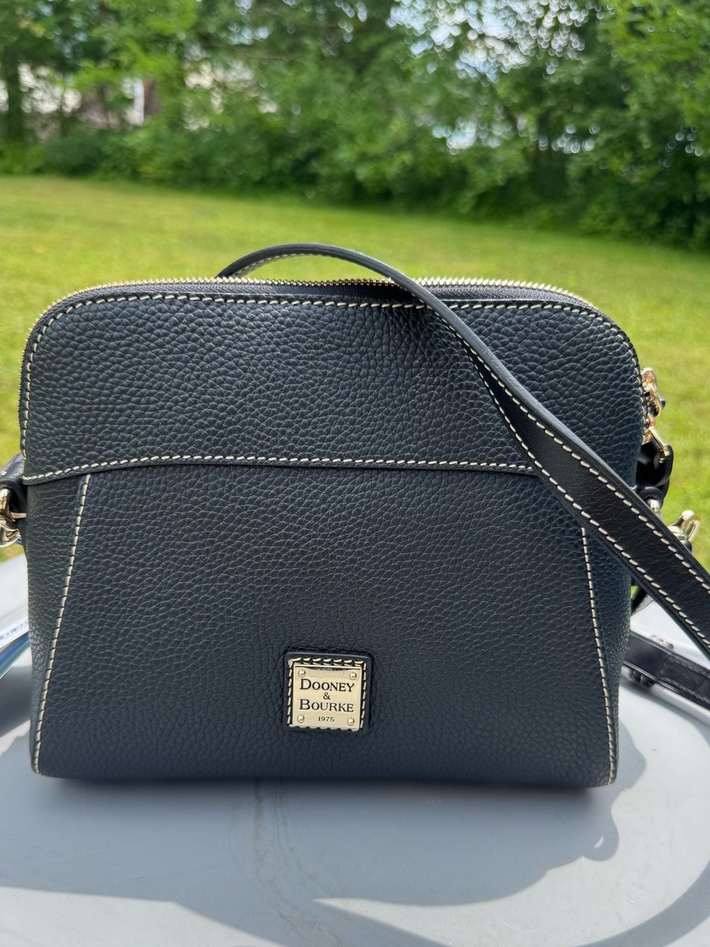Dooney & Bourke Black Pebbled Leather Crossbody with Gold Hardware